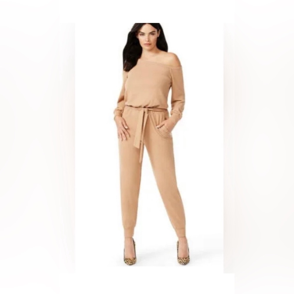Brand new with tags Sofia vergara size large slouchy shoulder jumpsuit beige